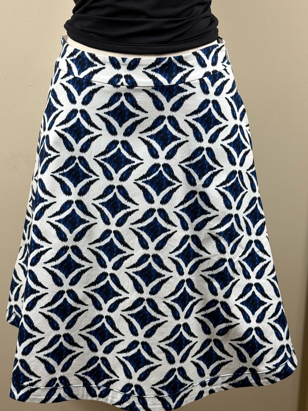 DVF Diane von Furstenberg Navy Ikat A-Line Skirt 2